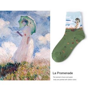 High Quality Famous Painting Series Mid Cut Socks